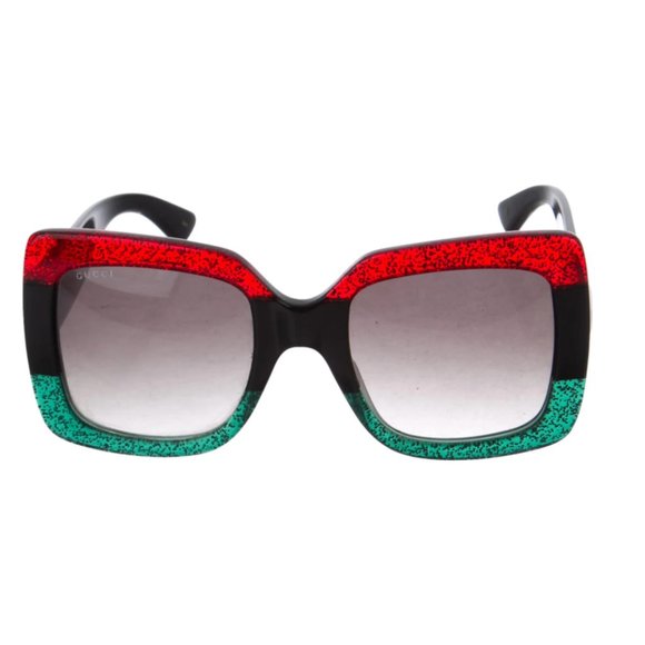 Gucci Red and Green Square Sunglasses main image 5